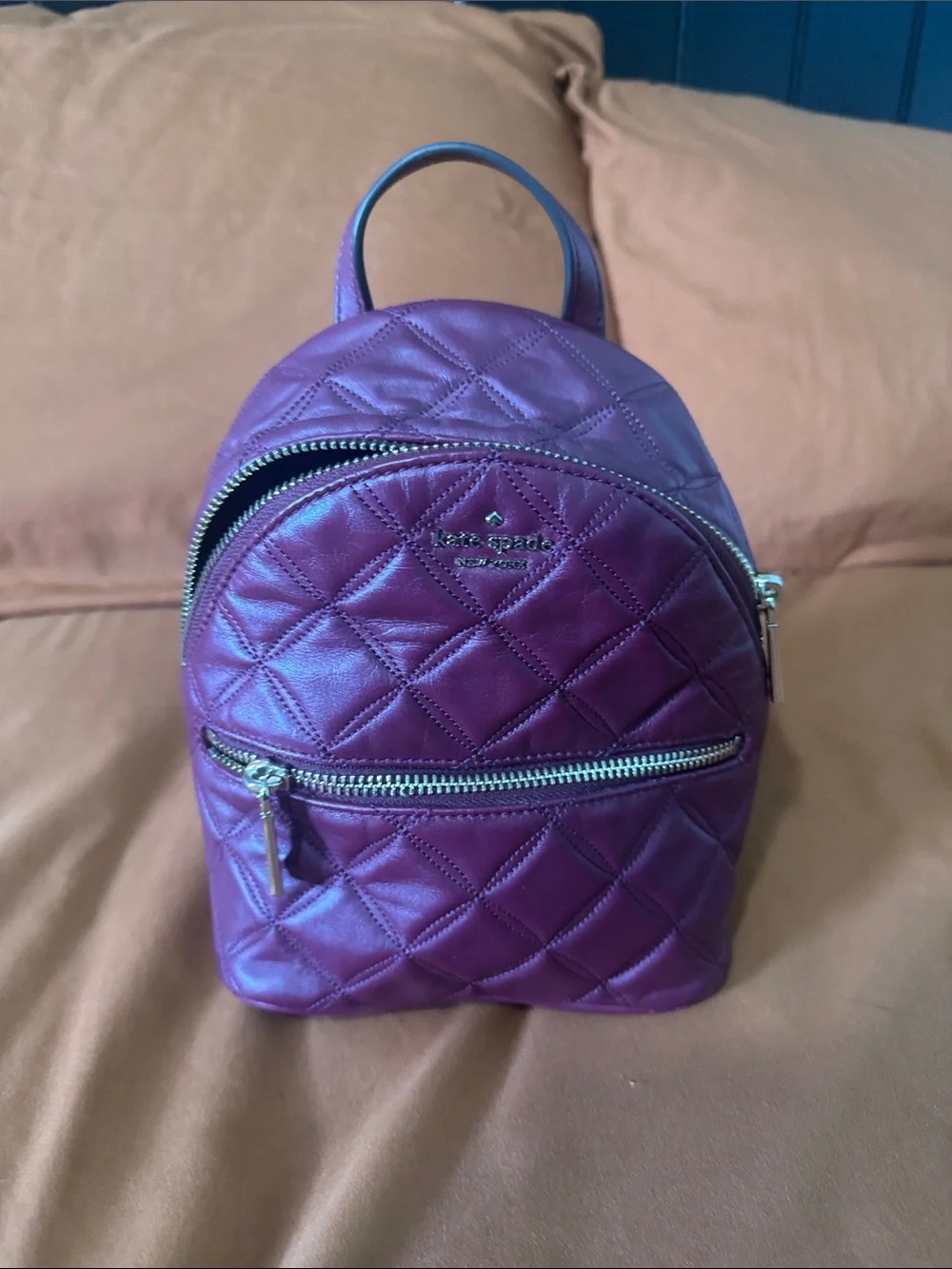 kate spade Quilted Purple Mini Backpack with Front Zip Pocket